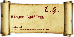 Blayer György névjegykártya